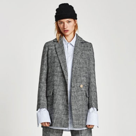 Zara Jackets & Blazers - Zara Double Breasted Checked Blazer